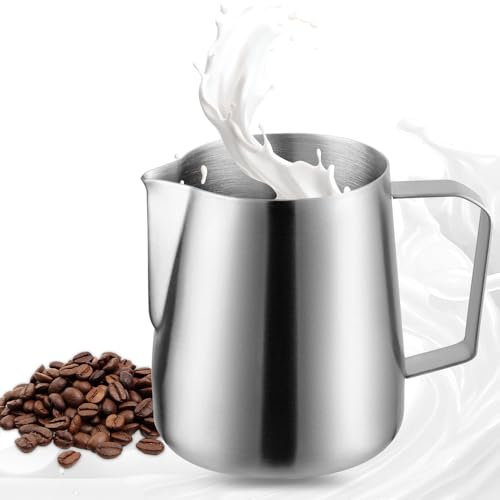 Riisoyu Pot à lait en acier inoxydable - 400 ml - Pour cappuccino et latté - Mousseur à lait
