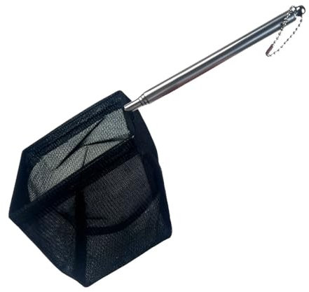 XUKZIMA Aquarium Fischnetz mit Ausziehbarem Langem Griff, Mini Aquarium Kescher Net, Edelstahl für kleine Teiche und Pools