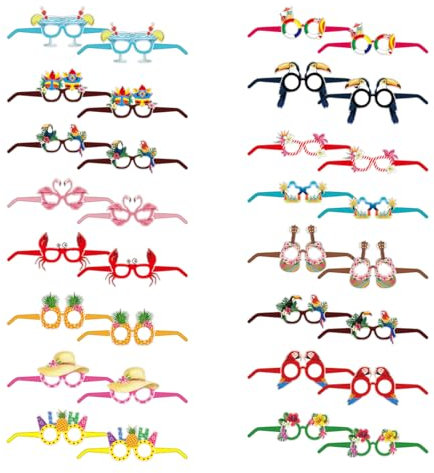 32 Pezzi Occhiali da Festa Hawaiana, Occhiali da Sole Divertenti,cchiali di Carta per Feste Tropicali Hawaii Bomboniere, Occhiali da Festa per Bambini e Adulti, Gadget Hawaiani per Feste