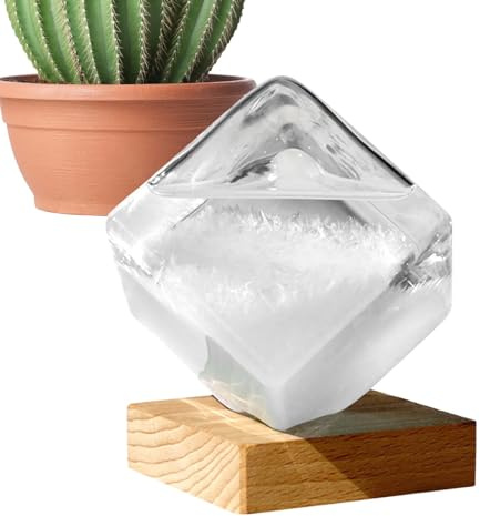 Prévisions météorologiques en verre tempête - Baromètre liquide, verre, cube d'eau | Affichage unique de la météo de bureau, décoration de maison, décoration de table élégante, prévisions