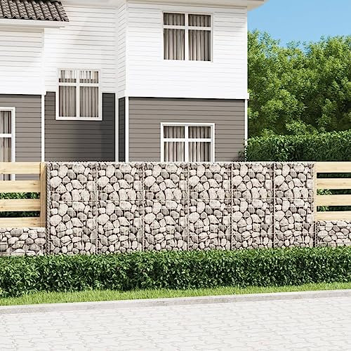 Hoodmeel Gabbioni Metallici, Gabbione per Sassi, Gabbioni Metallici per Pietre, Gabbione in Pietra, con Copertura 300x50x100cm in Acciaio Zincato