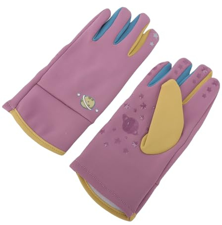 Oreilet Guantes para Niños Al Aire, Forro Polar, Puños Elásticos Ajustables, Resistentes Al Viento, Antideslizantes, Guantes Cálidos Niñas, para Ciclismo, Correr, Deportes