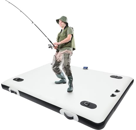 Bote inflable de 2 x 1,5 m – Plataforma de pesca inflable y barco de pesca con remo y bomba, máx. 400 kg para mar, con soporte de motor