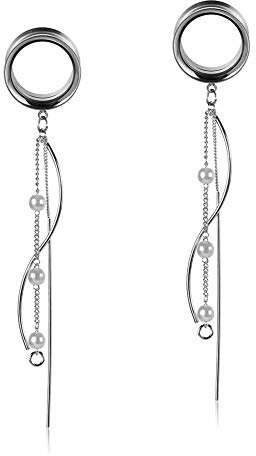 COOEAR Taille 8mm Jauges pour oreilles Tunnels à double évasement Dangle Chain Expander Stretchers Boucles d'oreilles 6mm à 25mm.