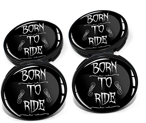4 x Nabendeckel 60mm Durchmesser Nabenkappen Felgendeckel Felgenaufkleber Gel Emblem Doming für Auto Felgen Kfz Tuning Zubehör Radnabenkappen DM006 (Nr. 14 Born to Ride, Nabendeckel Set)