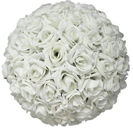 Bodhi2000 Bola de rosas artificiales de rayón romántico, ideal para ramo de bodas, fiestas de jardín, oficina, cafetería, decoración de casa blanca