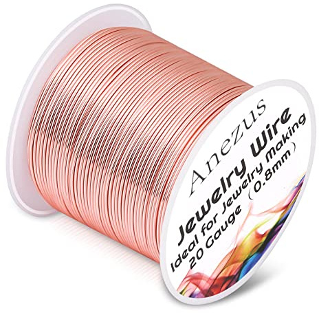 Anezus 20 Gauge Jewellery Wire – Tarnish Resistant Copper Wire for Jewellery Making and Craft (Rose Gold, 25 m)
