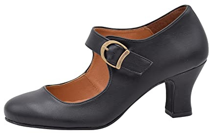 PASARELA - Zapatos de Baile Flamenco Napa Soft Hebilla Soft Mujer Color: Negro Talla: 41