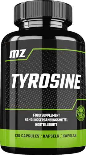 L-Tyrosin 500 mg - 120 kapslar - Upp till 4 månaders förbrukning - Kosttillskott med aminosyror för att stödja mental klarhet - av MZ