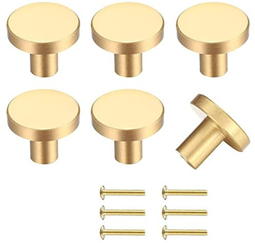 Realure 10 Pezzi Pomelli per Mobili Nero Manopole per Mobili con Viti Pomelli per Cassetti Pomelli a Foro Singolo Maniglia Tonda Pomolo per Porte Armadi Credenze Piccola (20 * 25mm) (Oro)