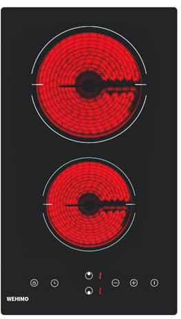 Plaque Vitrocéramique 2 Feuxs Encastrable, WEHIMO Plaque de Cuisson Vitrocéramique 3000W - 29cm - Minuteur, 9 Niveaux de Puissance, Commande Tactile …