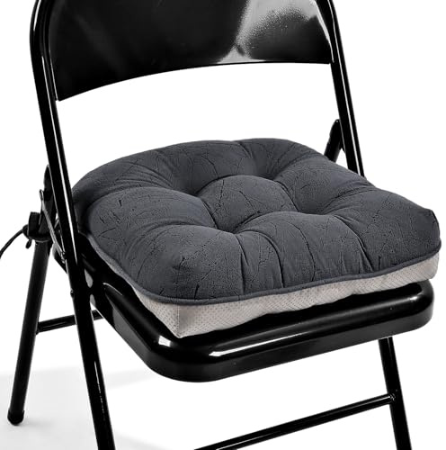 Glyzia Marble Pattern 3 Chair Cushion for Dining Chair, Filling Bite-Size Memory Foam U-Shaped Seat Cushions for Kitchen Chairs, Non-Slip Indoor Chair Pad with Ties, 1 PCS, Grey
