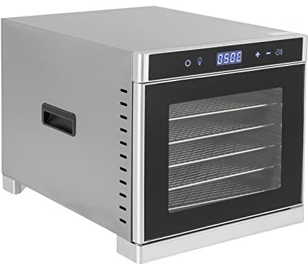 Garbenat - Deshidratador eléctrico 700W acero inoxidable 220V 6 pisos con 6 bandejas y pantalla LED para verduras, carne, flores