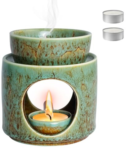 Doftlampa värmeljus med värmeljushållare och 2-pack doftlampa vax för aromaterapi och wellness-avkoppling, rumsdoft doftlampa för eteriska oljor