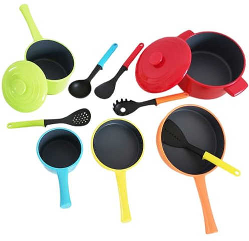 Hbbgdiy Set da Cucina per Bambini 10 Pezzi Accessori da Cucina Giocattolo Giochi di finzione Pentole Padelle Utensili Giochi di Ruolo educativi Giocattoli da per Bambini dai 3 Anni in su