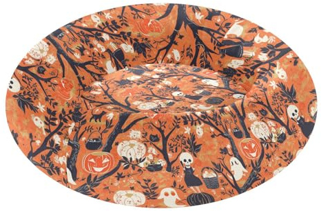 Letto ortopedico per gatti caldo e morbido e soffice per animali domestici di taglia extra piccola che dorme, M, teschi di Halloween, fantasmi floreali, zucche