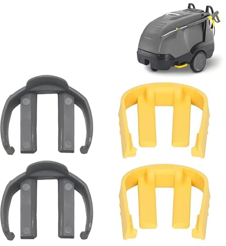 4 Pezzi Clip a C per Idropulitrice, Giallo e Grigio, Plastica, Connettore a Innesto Rapido per Lancia e Tubo, Compatibile con Modelli con Attacco Standard
