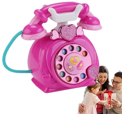 Leksakstelefon – telefonleksak | rollspelstelefon, sladdlös telefon, fast telefonurtavla modell, simulerat skrivbord för födelsedag för småbarn, flickor i åldern