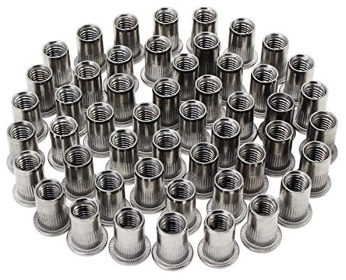 HSeaMall Tuerca remachada de acero inoxidable Cabeza plana Inserto roscado Remache Casquillo Nutsert M8 Herramienta de instalación 50PCS(M8 Type)