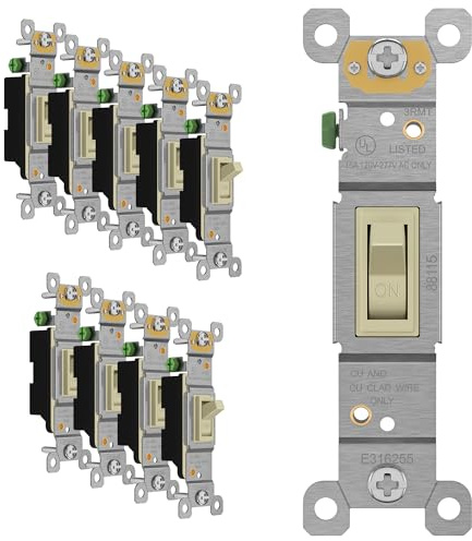 ENERLITES 10 Pack Toggle Light Switch, Single Pole Wall Switch, Ivory