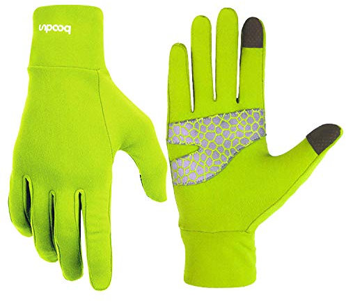 BOODUN Leichte Sporthandschuhe Laufhandschuhe Running Handschuhe Slim mit Touchscreen-Funktion und Anti-Rutsch Funktion - Grün - L/XL