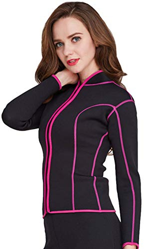 Women’s 2mm Wetsuits Jacket Long Sleeve Neoprene Wetsuits Top Surfing Suit Modest Swimwear (Black, M)