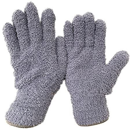 1 par mikrofiber automatisk dammning rengöring vantar handskar återanvändbara dammvantar för husrengöring, lastbilar och bilar, grå