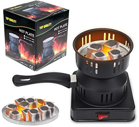 CEWROM Encendedor de Carbón Eléctrico, Hornillo 450-600W, Accesorios de Acero Con Cable Largo, Regalos Navideños, Para Café y Bebida Caliente