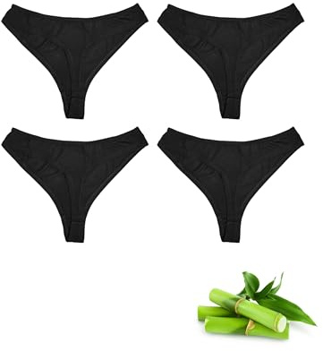 Basic Treasure 4-pack bambukalsonger dam, gjorda av mjuk bambu, svart string, inga etiketter