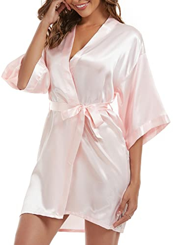 Xuepelit satin kimono dammorgonrock, bride, morgonrock, lätt japansk bröllop, badrockar, pyjamas, kort