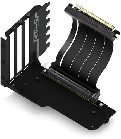 EZDIY-FAB Vertikale GPU-Halterung mit High-Speed PCIE 4.0 Riser Kabel,Shield Series,115mm/4.52in Flexible Verlängerung, 90 Grad Stecker,nur Kompatibel zu Voll Geöffneten PCIe Slots-Schwarz-YIHPI344