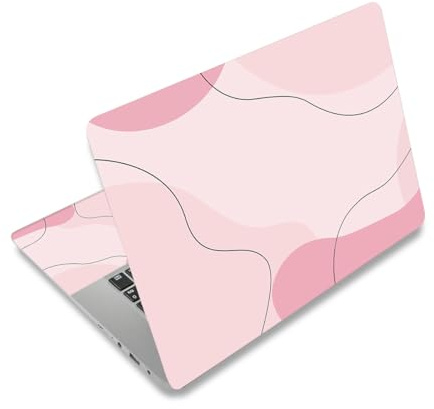 Autocollant en vinyle pour ordinateur portable 11,6 12 13 13,3 14 15 15,4 15,6 avec 2 repose-poignets inclus, Motif moderne rose, protège-écran réutilisable ToLuLu