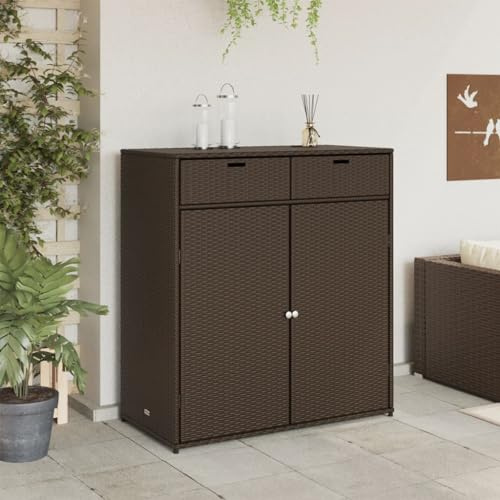 Gecheer Armadio da Giardino, Mobiletto in Rattan PE, Marrone, 105x55x113 cm
