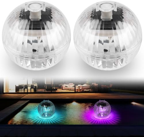Solar Schwimmende Pool Licht, 2 Stück Solar Poolbeleuchtung, Solar Schwimmkugel Pool Licht teichbeleuchtung, Teichdeko, Farbwechsel LED Lights Für Draußen, Poollicht, Gartendeko