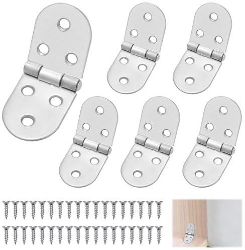 6 Stück 180 Grad Scharniere Klappbar, 81×31 mm Edelstahl Scharnier, Möbelscharniere mit Schrauben, Scharniere Klein für Möbel Schrank Klapptisch Holzkiste Fenster