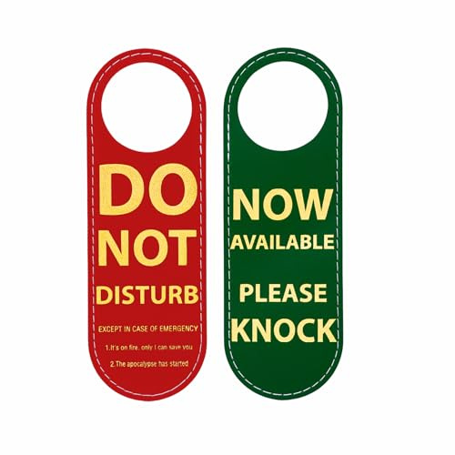 Muka Panneau de porte pour hôtel/bureau « Do Not Disturb Now Available Please Knock », pancarte ne pas deranger porte cuir synthétique, 24 x 8 cm