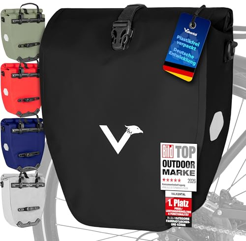 Valkental - Bolsa portaequipajes Grande e Impermeable - 28L y 20L de Capacidad - Bolsa para el portaequipajes con reflectores (Negro con función de refrigeración, Media)