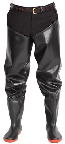 IBOWZ Wathose Herren Damen Watstiefel für Herren mit verstellbaren Schnallen und Oxford-Sohlen, PVC-Regenstiefel zum Angeln und Jagen, 80 cm