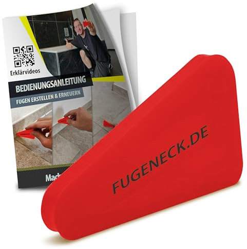 FUGENECK® - Profi Fugenabzieher - einzigartiges Design mit speziellen Überkanten - 3 verschiedene Fugengrößen - Acryl und Silikon Werkzeug aus Deutschland (1 Stück Rot)