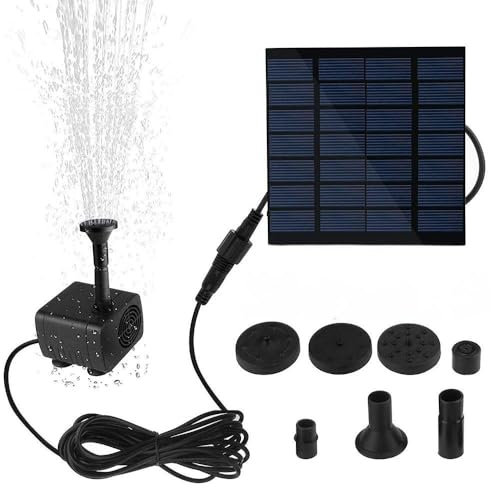 Fontana solare, kit di pompa per acqua solare Kit da bagno per uccelli a energia solare Pompa da bagno con 4 ugelli kit per pannelli solari Fontana per esterni per giardino da