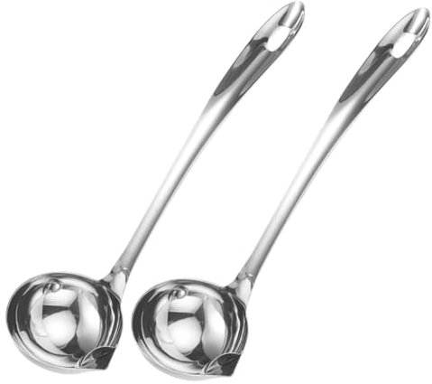GLEAVI Cucharón Separador De Grasa Acero Inoxidable 2 Unidades Con Boquilla Vertedora Para Filtrar Aceite Sopa y Cocinar Uso Familiar Diseño Ergonómico Fácil Limpieza