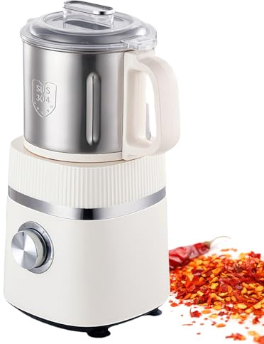 500W Electric Grain Mill Grinder, 600ml Stainless Steel Wet & Dry Processor for Coffee/Spices/Nuts with Dual Blades (Commercial Grade)