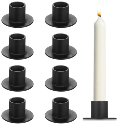 8 Pcs Candelabros para Velas de Metal Negro, Portavelas Metal Negro, Candelabros Cónicos Vintage Redondos Decorativos Retro para Bodas, San Valentín, Fiestas, Navidad, Acción de Gracias