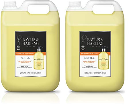 Baylis & Harding Signature Luxury Hand Wash Refill 5L 2 pack | Sweet Mandarin & Grapefruit, Vegan Friendly, Made in UK
