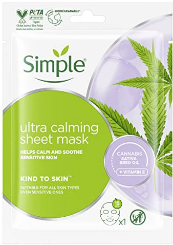 Simple Kind To Skin Ultra Calming Cruelty-Free And Vegan Biodegradable Sheet Mask For Stressed And Sensitive Skin 1 Pc