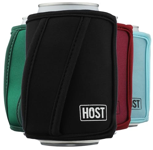 HOST Insta-Chill Can Cooler Flexible Freezable Gel and Ice Pack for Regular 12 oz Cans, Black