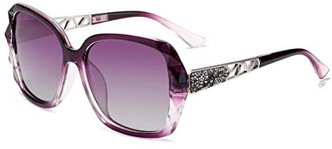 Long Keeper Occhiali da Sole Donna Polarizzati Grandi, Retrò Designer Occhiali da Sole Classici Moda con Strass Lenti Sfumate Polarizzate Protezione UV400