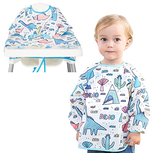 PFLYPF Babero de alimentación para niños, fácil de limpiar, ideal para niños de 6 a 36 meses, azul, Talla única