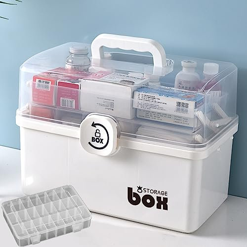 NCRGB läkemedelsorganisatör, 3 våningar, apoteksskåp, husapotek, medicinlåda, förvaringslådor med lock, stor låda, låsbar, resväska, organisatör för sovrum, kontor, utomhus