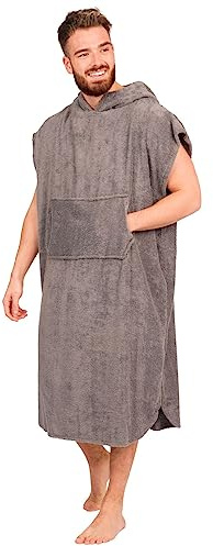 Adore Men's Cotton Hooded Changing Robe Poncho Towel With Pocket | 100% Cotton Terry Towelling, Soft Absorbent Beach Towel Robe For Swimming, Surf, Pool, Bath And Watersports
